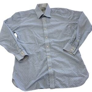 Ted‎ Baker Shirt Mens Large 15.5 32/33 Blue Printed Button Up Endurance